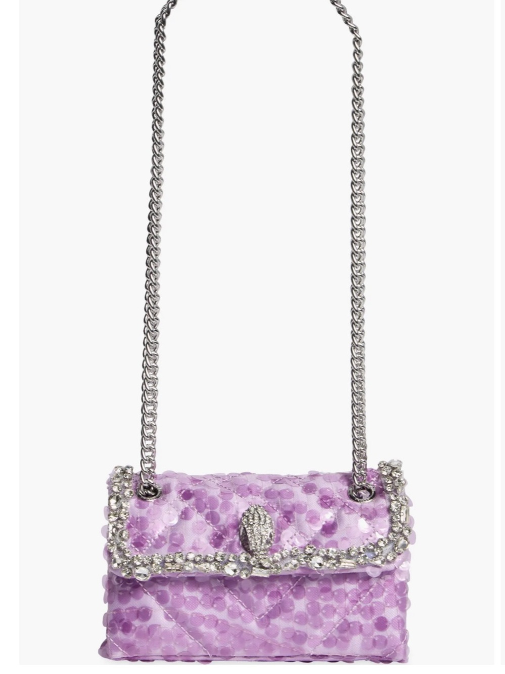 NWT Kurt Geiger Kensington embellished crossbody in light pastel purple sequin